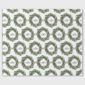 水彩リースエレガント冬パーソナライズされた ラッピングペーパー (フラット)