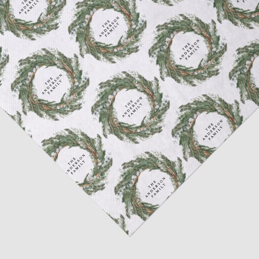 水彩リースエレガント冬パーソナライズされた 薄葉紙 (詳細)