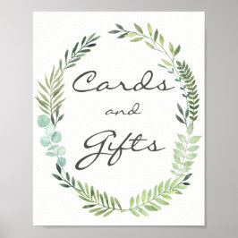 水彩リースカードとギフト結婚のポスター ポスター