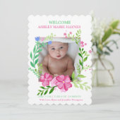 水彩リースガールズ写真ベビー発表 案内状 (スタンド正面)
