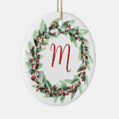 水彩リースクリスマスセラミックオーナメント セラミックオーナメント (右)