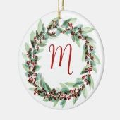 水彩リースクリスマスセラミックオーナメント セラミックオーナメント (左)
