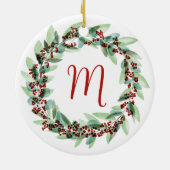 水彩リースクリスマスセラミックオーナメント セラミックオーナメント (裏面)