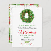 水彩リースクリスマスディナー | ホリデーパーティー 案内ポストカード (正面/裏面)