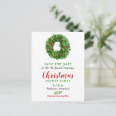 水彩リースクリスマスディナー | ホリデーパーティー 案内ポストカード (スタンド正面)
