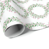水彩リースクリスマスラッピング紙 ラッピングペーパー (ロールコーナー)