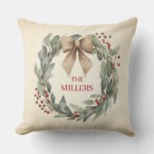 水彩リースクリスマス クッション (正面)