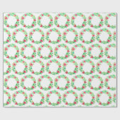 水彩リースクリスマス ラッピングペーパー (フラット)