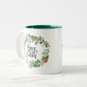 水彩リースピースオンアース ツートーンマグカップ (正面左)