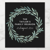 水彩リースファミリー懇親会グリーンリーワイン ワインラベル (シングルラベル)