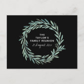 水彩リースファミリー懇親会BBQピクニック インビテーションポストカード (正面)