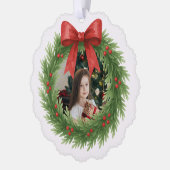 水彩リースフォトクリスモダンマス オーナメントカード (左)