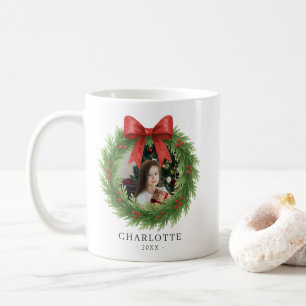 水彩リースフォトクリスモダンマス コーヒーマグカップ