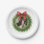 水彩リースフォトクリスモダンマス ペーパープレート (正面)