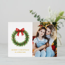 水彩リースフォトクリスモダンマス 箔シーズンカード