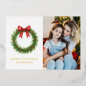 水彩リースフォトクリスモダンマス 箔シーズンカード (正面)