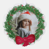 水彩リースフォトフレームメリークリスマス オーナメントカード (正面)