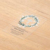 水彩リースブルークロスファースト聖餐式 アクリル招待状 (レイダウン)