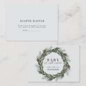 水彩リースベビーシャワーおむつラッフル ノートカード (正面/裏面)