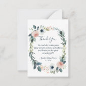 水彩リースベビースワ感謝していーバシーユー青 ノートカード (正面)