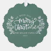 水彩リースホリーベリーと緑葉の オーナメントカード (裏面)