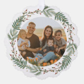 水彩リースホリーベリーと緑葉の オーナメントカード (正面)