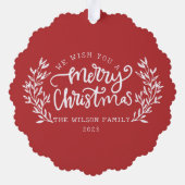 水彩リースホリーベリーと緑葉の オーナメントカード (裏面)