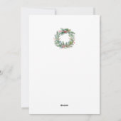 水彩リースメリークリスマスパーソナライズされた シーズンカード (裏面)