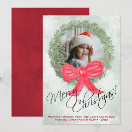 水彩リースメリークリスマスフォトフレーム シーズンカード