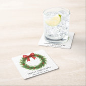 水彩リースモダンクリスマス スクエアペーパーコースター (インサイチュ)