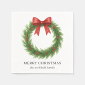 水彩リースモダンクリスマス スタンダードカクテルナプキン (正面)
