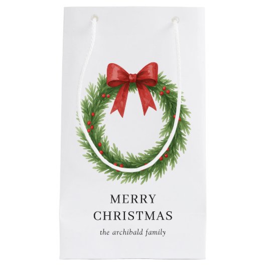 水彩リースモダンクリスマス スモールペーパーバッグ (正面)