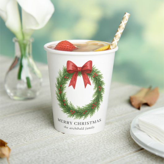水彩リースモダンクリスマス 紙コップ (インサイチュ)