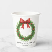 水彩リースモダンクリスマス 紙コップ (正面)