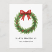 水彩リースモダンビジネスクリスマス シーズンポストカード (正面)