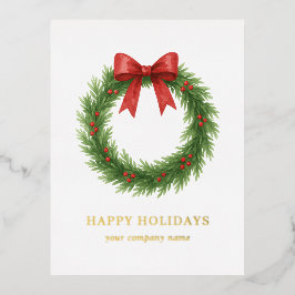 水彩リースモダンビジネスクリスマス 箔シーズンポストカード