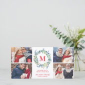 水彩リースモノグラム4フォトホリデー シーズンカード (スタンド正面)