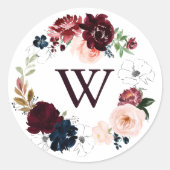 水彩リースモノグラ結婚ム封筒用シール ラウンドシール (正面)