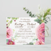 水彩リースリーフブランチベリーバラ牡丹 招待状 (スタンド正面)