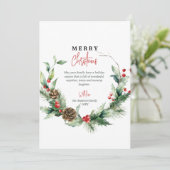 水彩リースレッドベリー写真クリスマス シーズンカード (スタンド正面)