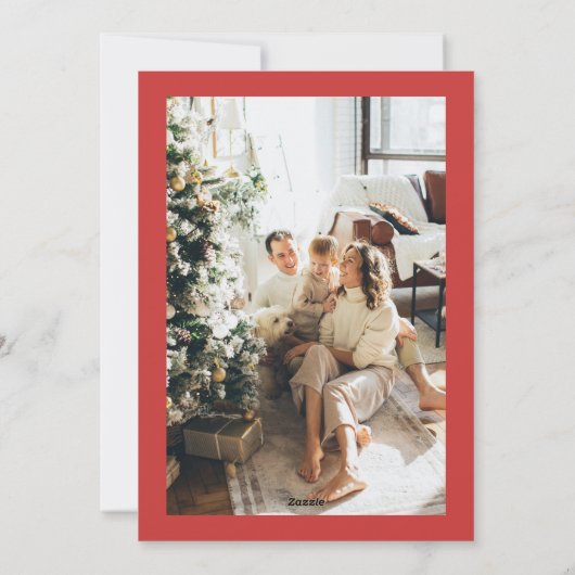 水彩リースレッドベリー写真クリスマス シーズンカード (裏面)