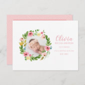 水彩リース写真誕生のお知らせ ポストカード (正面/裏面)