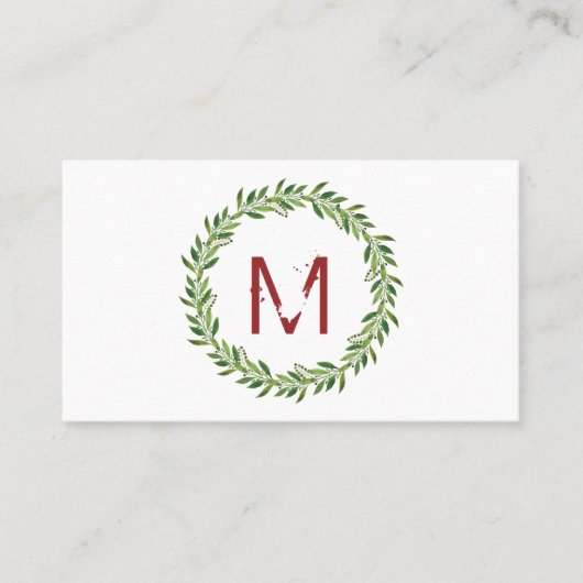水彩リース冬 名刺 (正面)
