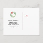 水彩リース引っ越しましたクリスマスポストカード ポストカード (裏面)