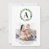 水彩リース数々の写真イニシャル シーズンカード (正面)