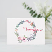 水彩リース文パーソナライズされた房具 招待状 (スタンド正面)