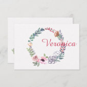 水彩リース文パーソナライズされた房具 招待状 (正面/裏面)