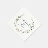 水彩リース結婚ズ名紙ナプキンス スタンダードカクテルナプキン (角)