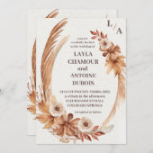 水彩リース結婚式招待状2025 招待状 (正面/裏面)