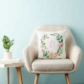 水彩リース赤面ピンクパーソナライズされた クッション (椅子)